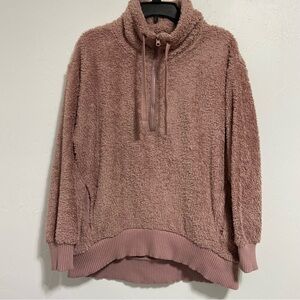Member's Mark Sherpa Pink Pullover Half Zip Jacket Sweater Women's Medium